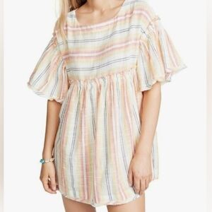 Free People Summer Nights Cotton Striped Mini Dress